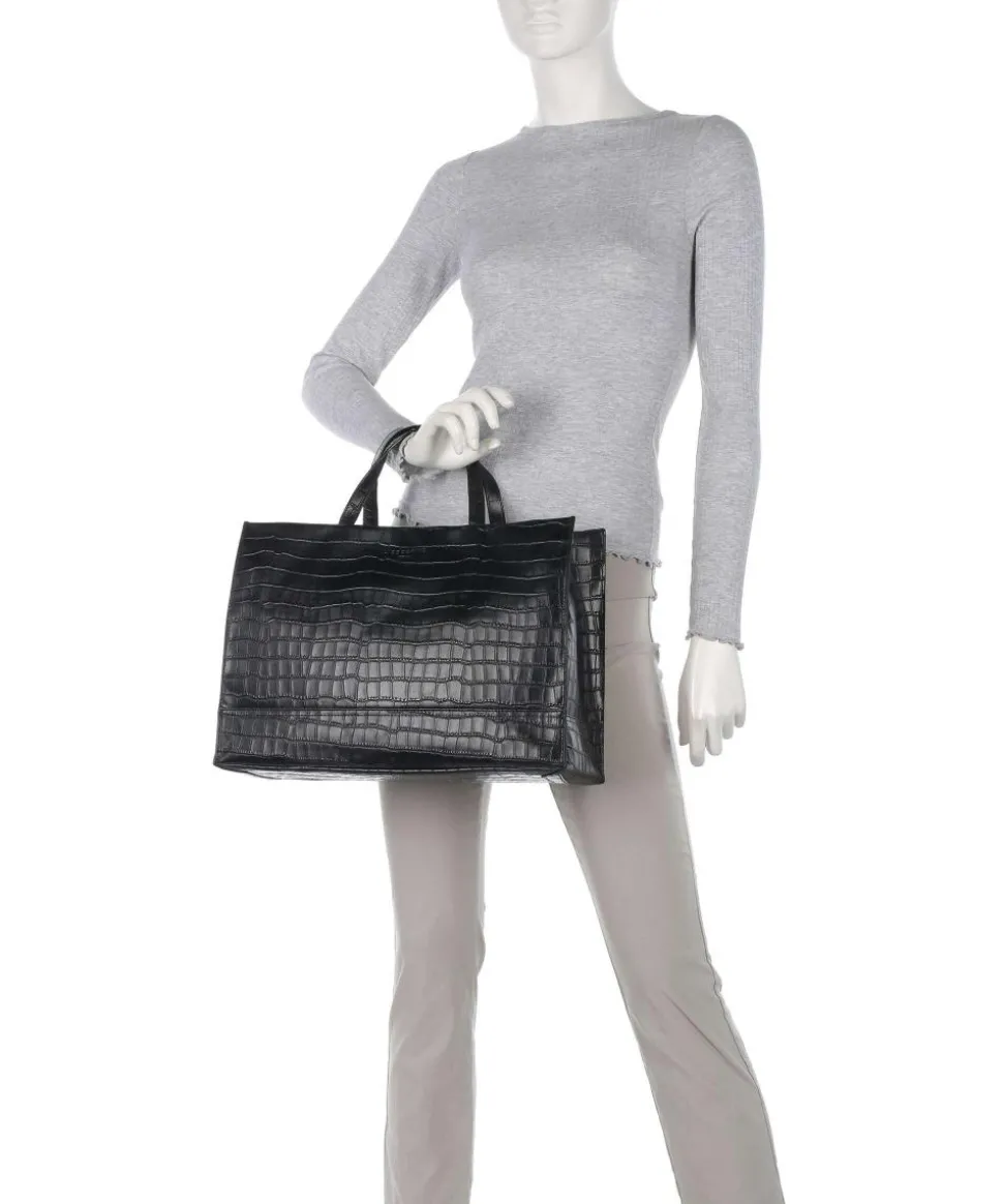 Lou 2 New Croco L Handtasche geprägtes Leder schwarz