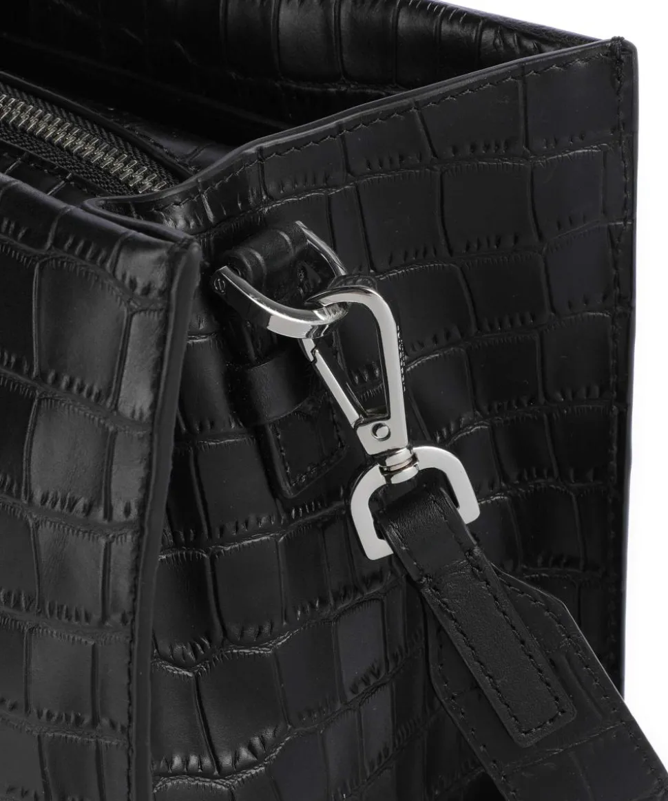 Lou 2 New Croco L Handtasche geprägtes Leder schwarz