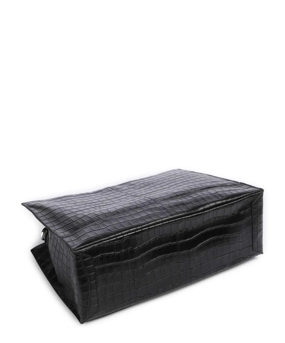 Lou 2 New Croco L Handtasche geprägtes Leder schwarz