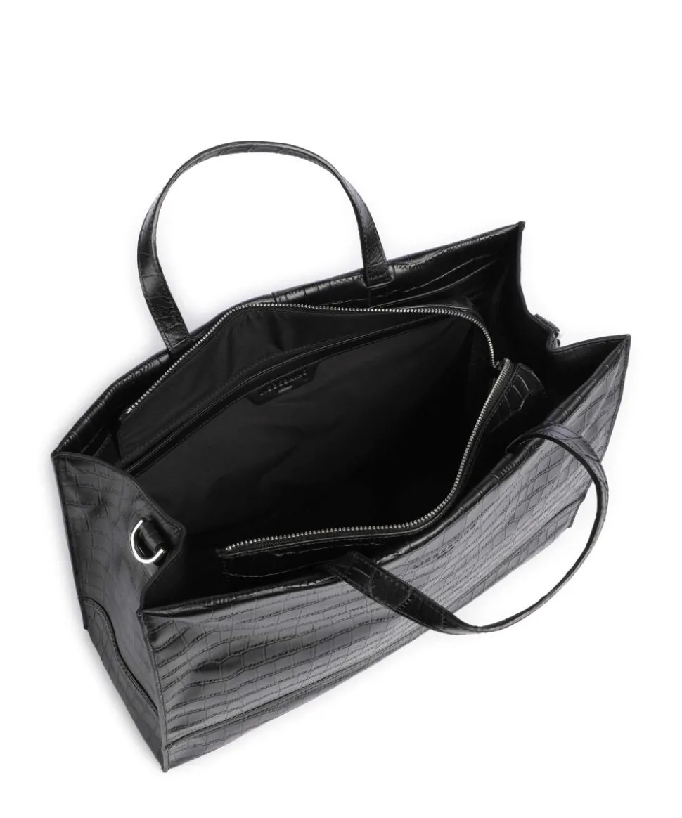 Lou 2 New Croco L Handtasche geprägtes Leder schwarz