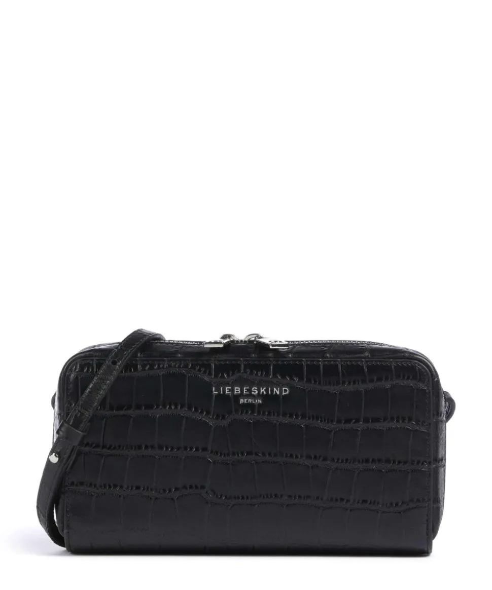 Lou Croco XS Geldbörse geprägtes Leder schwarz