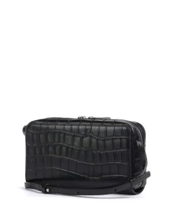 Lou Croco XS Geldbörse geprägtes Leder schwarz