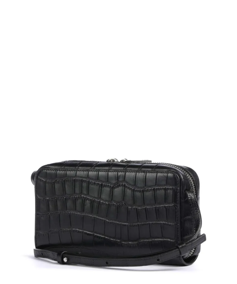 Lou Croco XS Geldbörse geprägtes Leder schwarz