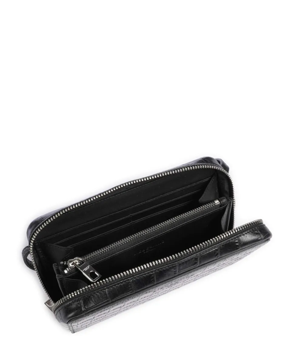 Lou Croco XS Geldbörse geprägtes Leder schwarz