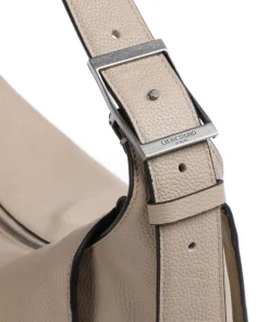 Lou Small Pebble M Beuteltasche genarbtes Rindsleder beige