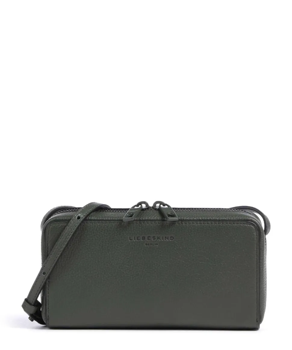 Lou Small Pebble XS Geldbörse genarbtes Rindsleder dunkelgrün