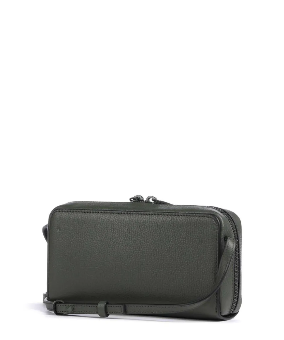 Lou Small Pebble XS Geldbörse genarbtes Rindsleder dunkelgrün