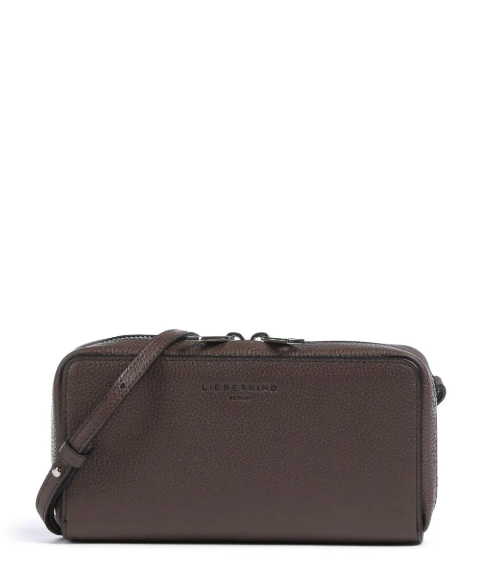 Lou Small Pebble XS Geldbörse genarbtes Rindsleder dunkelbraun