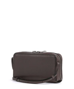 Lou Small Pebble XS Geldbörse genarbtes Rindsleder dunkelbraun