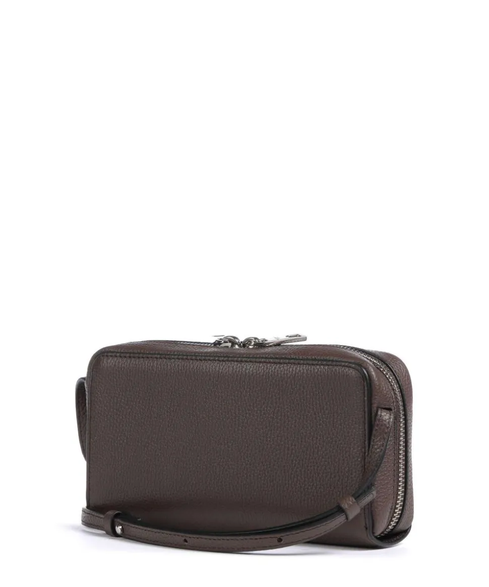 Lou Small Pebble XS Geldbörse genarbtes Rindsleder dunkelbraun