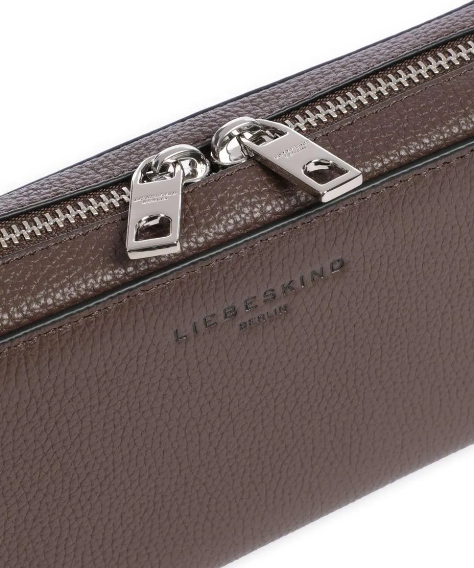 Lou Small Pebble XS Geldbörse genarbtes Rindsleder dunkelbraun