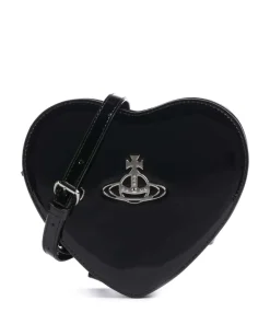 Louise Heart Shiny Patent Umhängetasche Lackleder schwarz