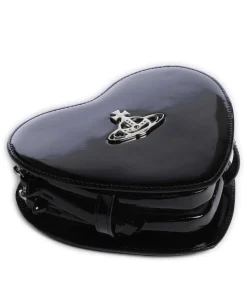 Louise Heart Shiny Patent Umhängetasche Lackleder schwarz