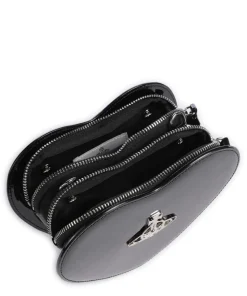 Louise Heart Shiny Patent Umhängetasche Lackleder schwarz