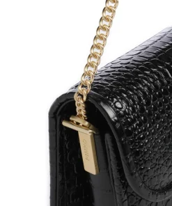 Love Box Baguette Schultertasche geprägtes Leder schwarz