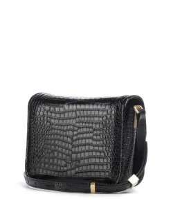 Love Box Mini Umhängetasche geprägtes Leder schwarz