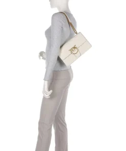 Love One Classic Schultertasche geprägtes Leder weiß