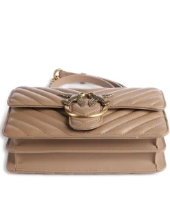 Love One Mini Schultertasche fein genarbtes Leder braun