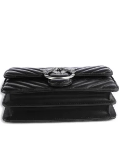 Love One Mini Schultertasche fein genarbtes Leder schwarz