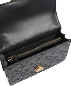 Love One Mini Schultertasche geprägtes Leder schwarz