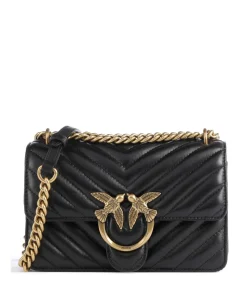 Love One Mini Schultertasche fein genarbtes Leder schwarz