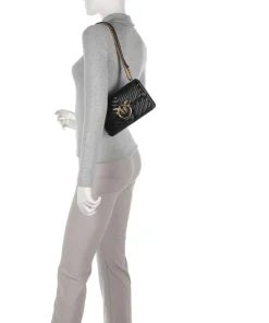 Love One Mini Schultertasche fein genarbtes Leder schwarz