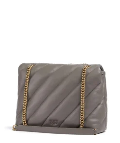 Love Puff Big Schultertasche Schafsleder grau