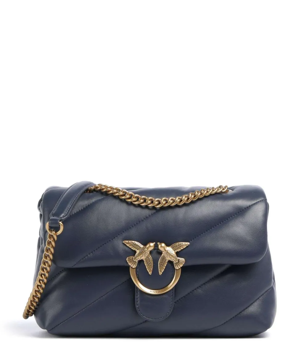 Love Puff Classic Schultertasche Schafsleder dunkelblau