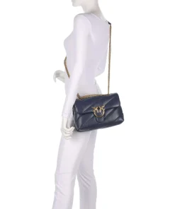 Love Puff Classic Schultertasche Schafsleder dunkelblau