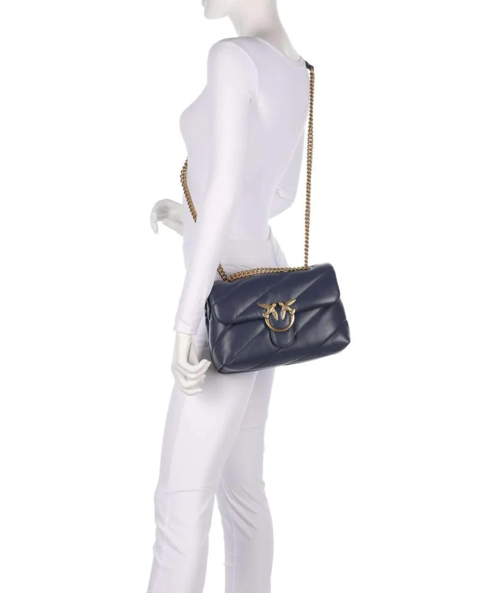 Love Puff Classic Schultertasche Schafsleder dunkelblau