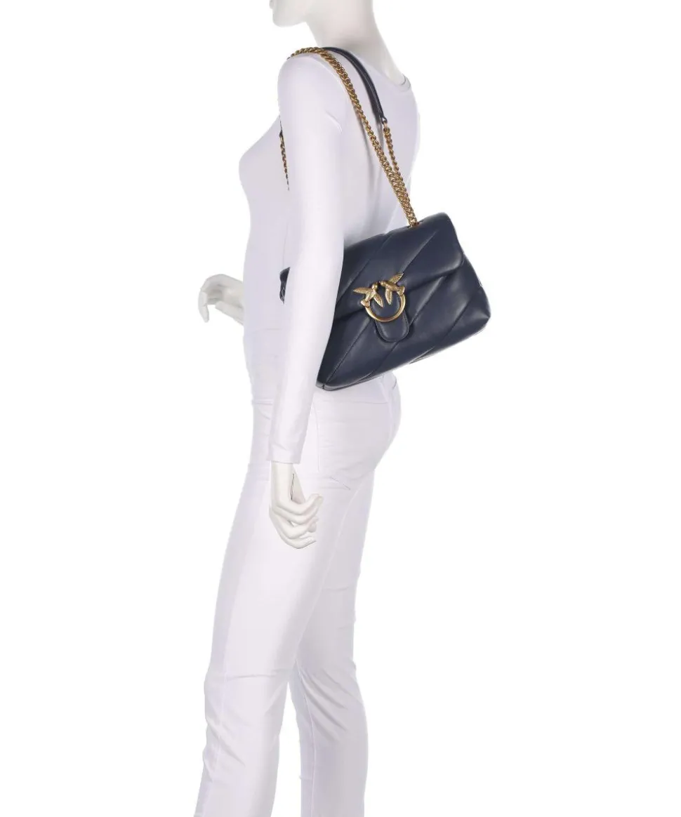 Love Puff Classic Schultertasche Schafsleder dunkelblau