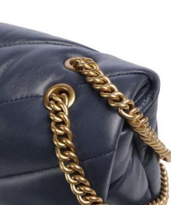 Love Puff Classic Schultertasche Schafsleder dunkelblau