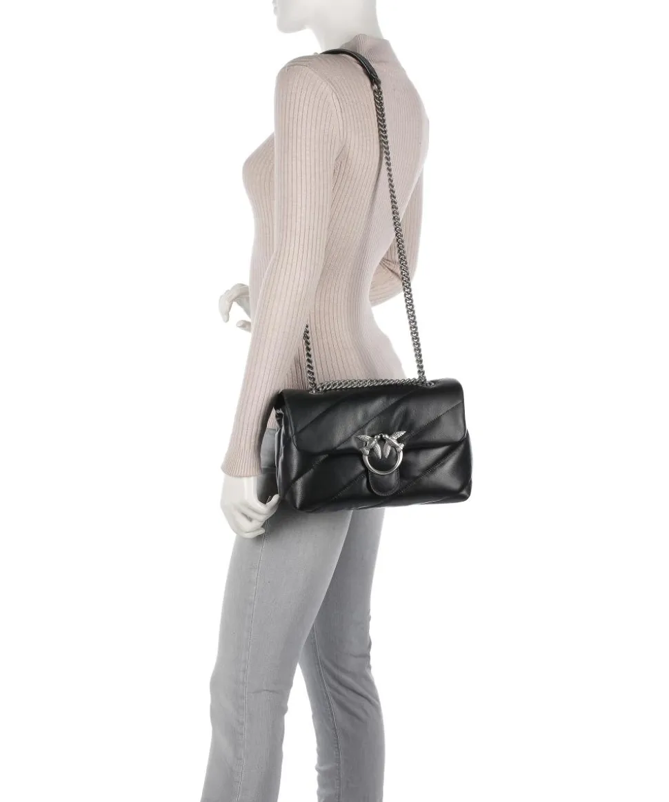 Love Puff Classic Schultertasche Schafsleder schwarz