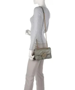 Love Puff Mini Schultertasche Schafsleder graugrün