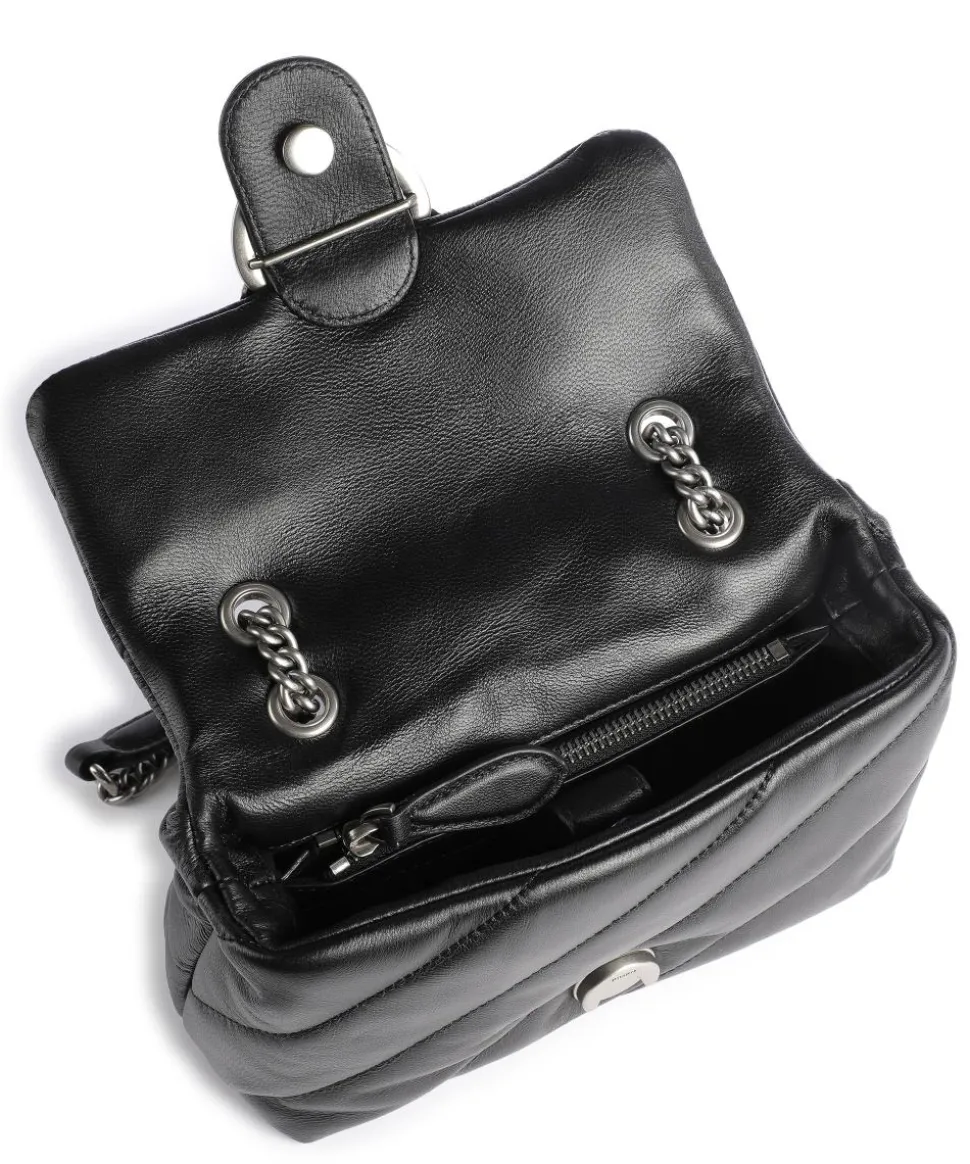 Love Puff Mini Schultertasche Schafsleder schwarz