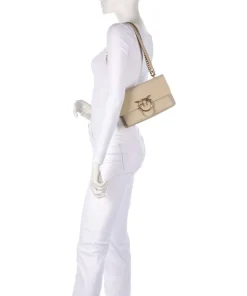 Love Soft Mini Schultertasche genarbtes Leder beige