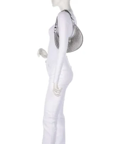 Lua Schultertasche Polyester, Lederimitat silber