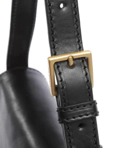 Lucrezia Schultertasche fein genarbtes Rindsleder schwarz