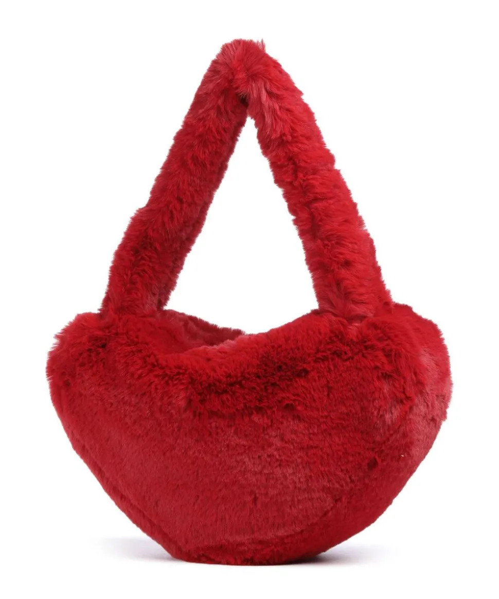 Luver Beuteltasche Kunstfell rot