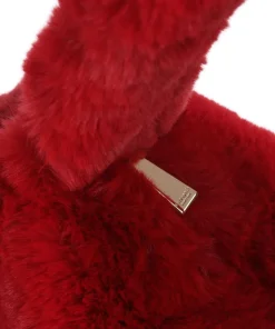 Luver Beuteltasche Kunstfell rot