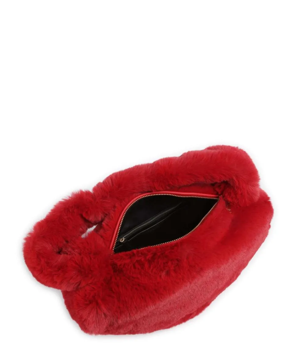 Luver Beuteltasche Kunstfell rot