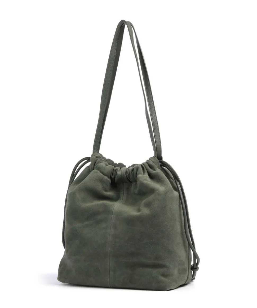 Lya Suede M Bucket bag aufgerautes Leder dunkelgrün
