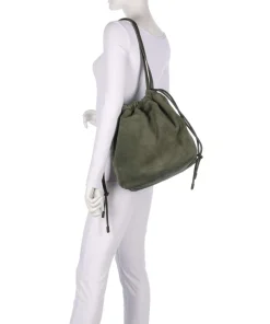 Lya Suede M Bucket bag aufgerautes Leder dunkelgrün