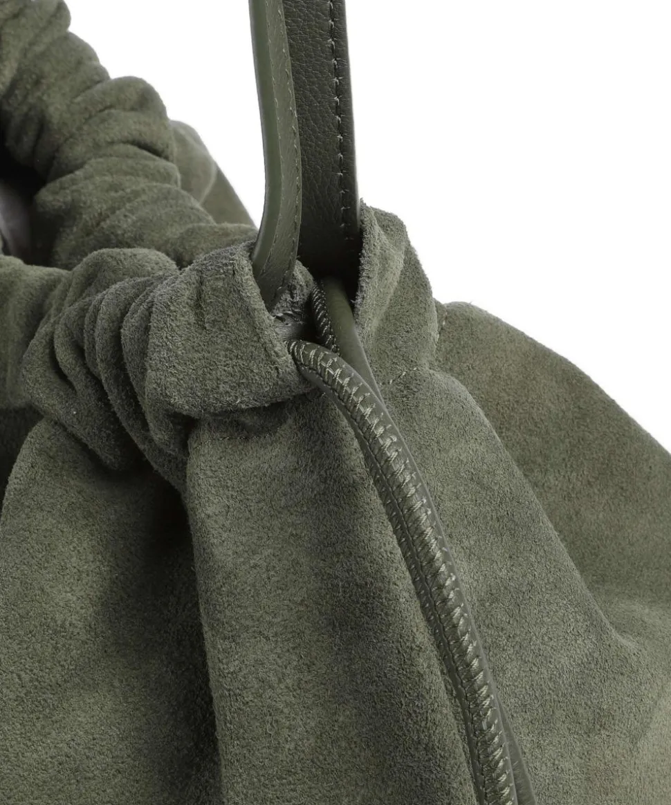 Lya Suede M Bucket bag aufgerautes Leder dunkelgrün