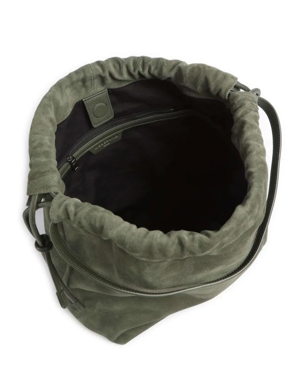 Lya Suede M Bucket bag aufgerautes Leder dunkelgrün