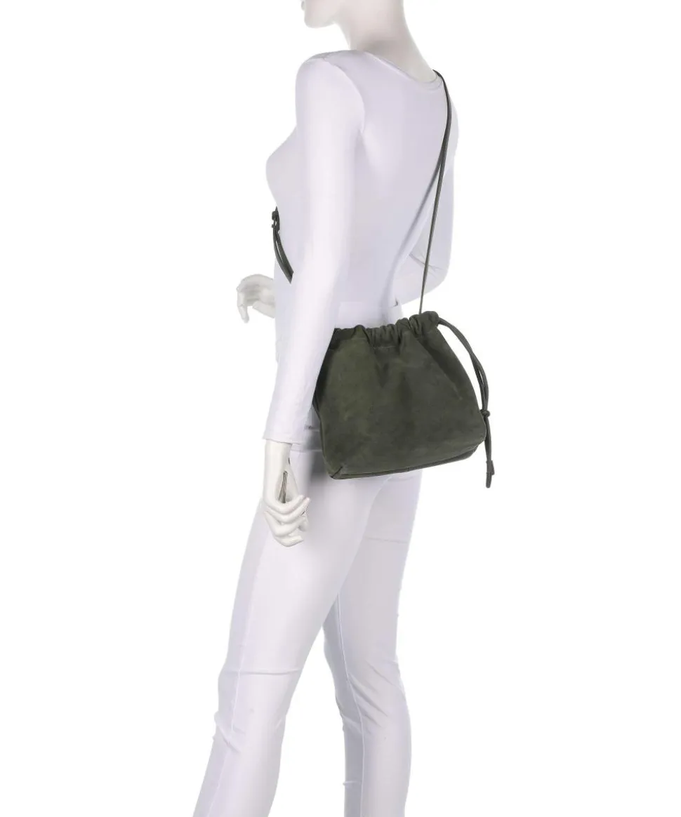 Lya Suede S Bucket bag aufgerautes Leder dunkelgrün