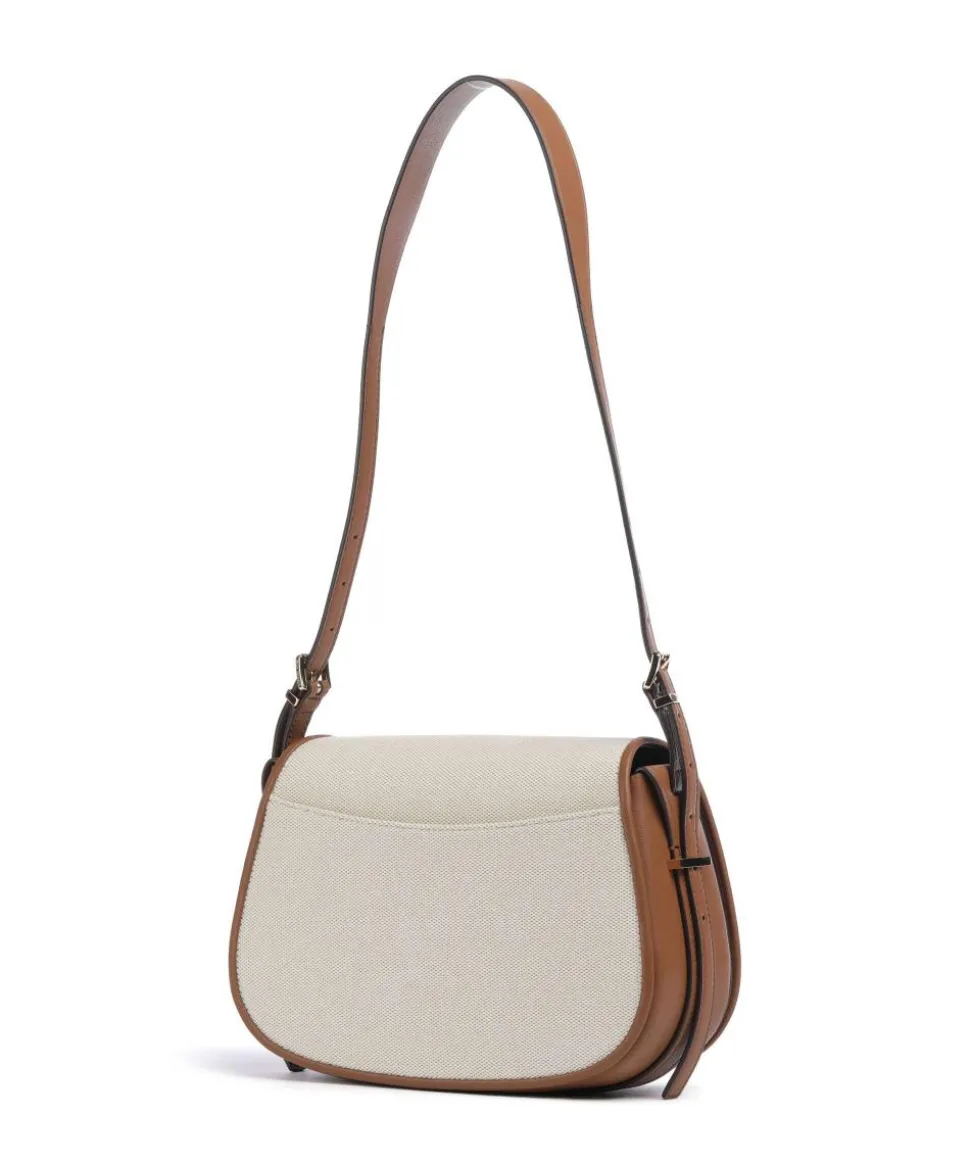 Lydia Schultertasche Canvas elfenbein/braun