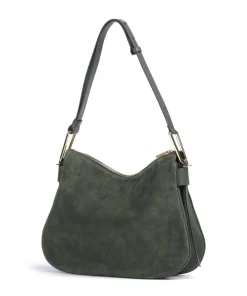 Magie Suede Beuteltasche aufgerautes Leder, genarbtes Leder dunkelgrün