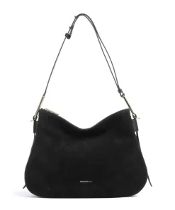 Magie Suede Beuteltasche aufgerautes Leder, genarbtes Leder schwarz