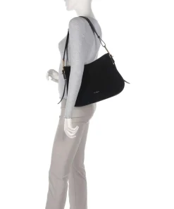 Magie Suede Beuteltasche aufgerautes Leder, genarbtes Leder schwarz